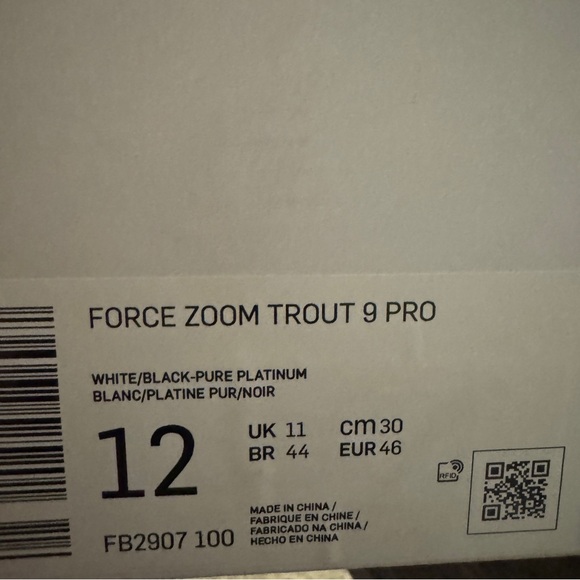 Nike Force Zoom Trout 9 Pro Baseball Softball  Cleats White Men's Sizes 8 and 12 - Picture 8 of 8